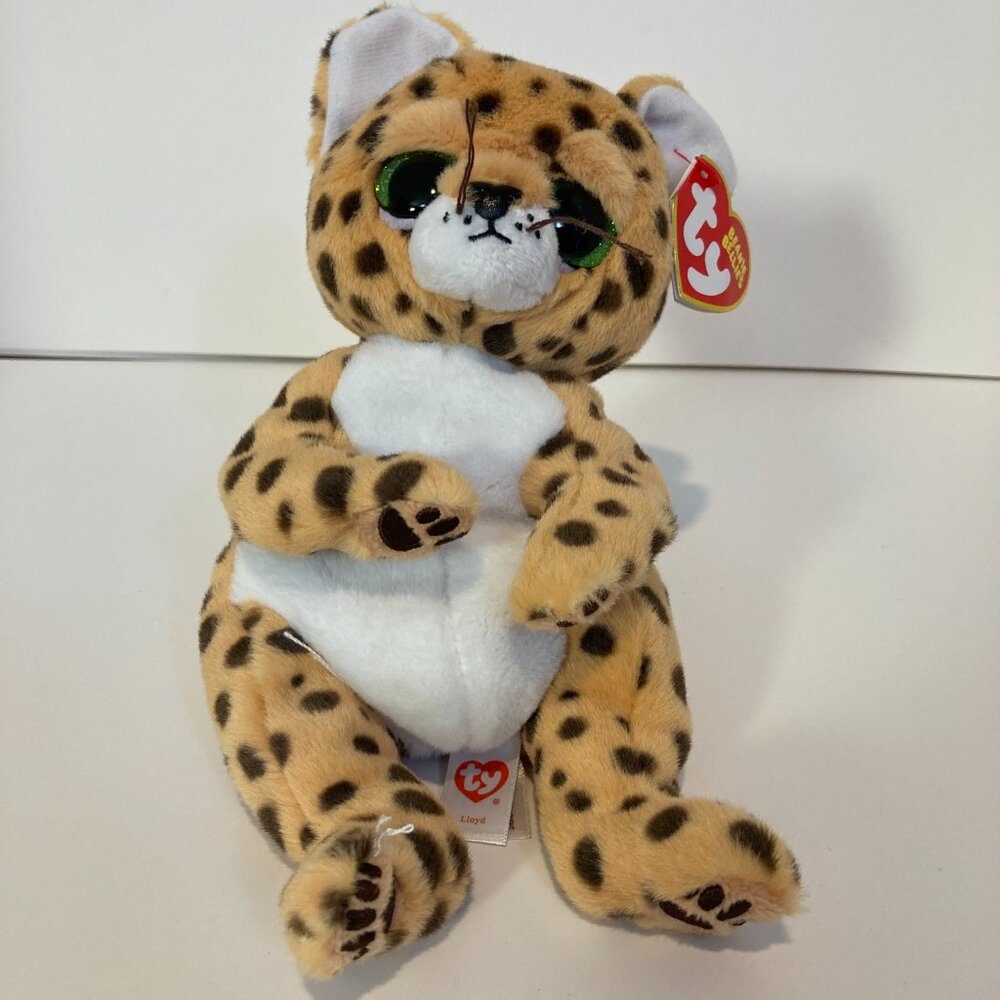 Ty Beanie Bellies Lloyd Leopard 6" Stuffed Plush Toy 2023 Green Eyes W Tag
